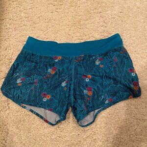 Rabbit teal patterned running shorts size M